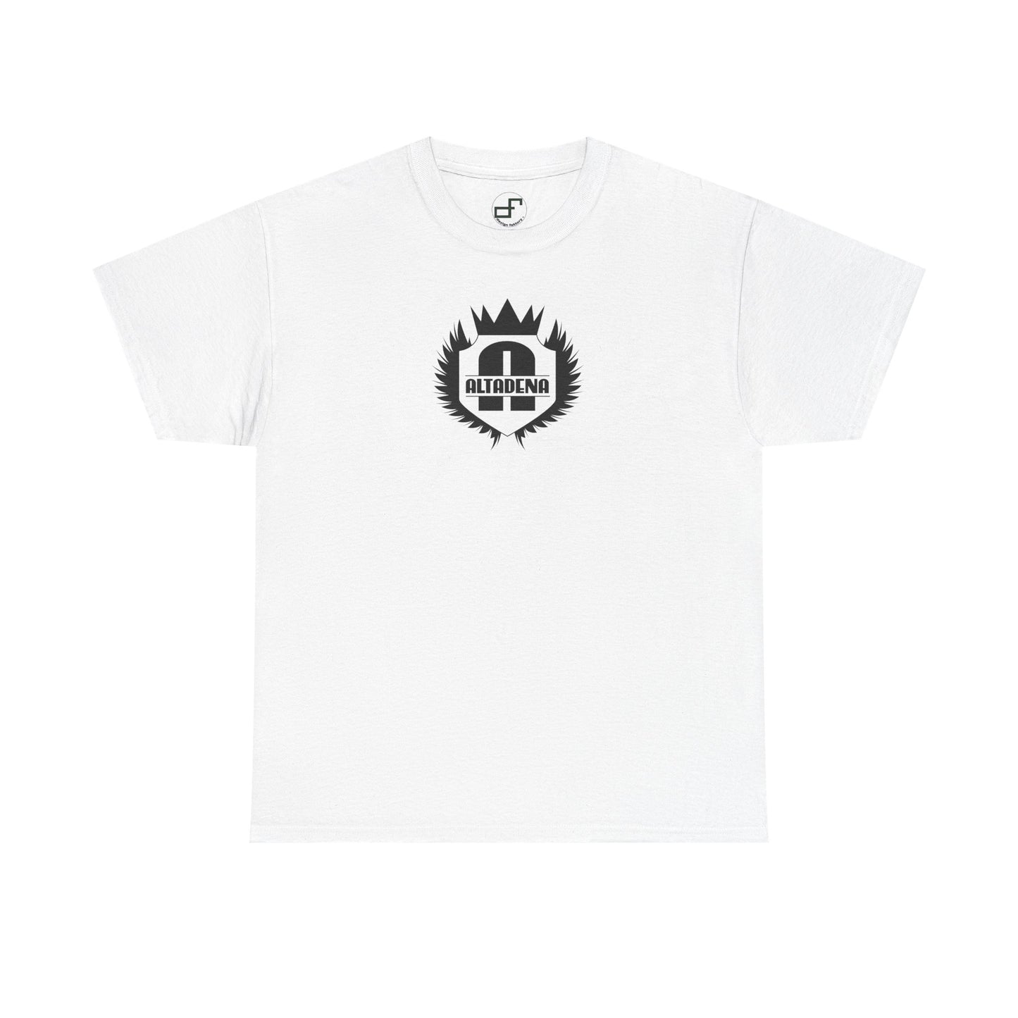 Altadena "A" Crest Tee – Wings & Crown Monogram in Black on White