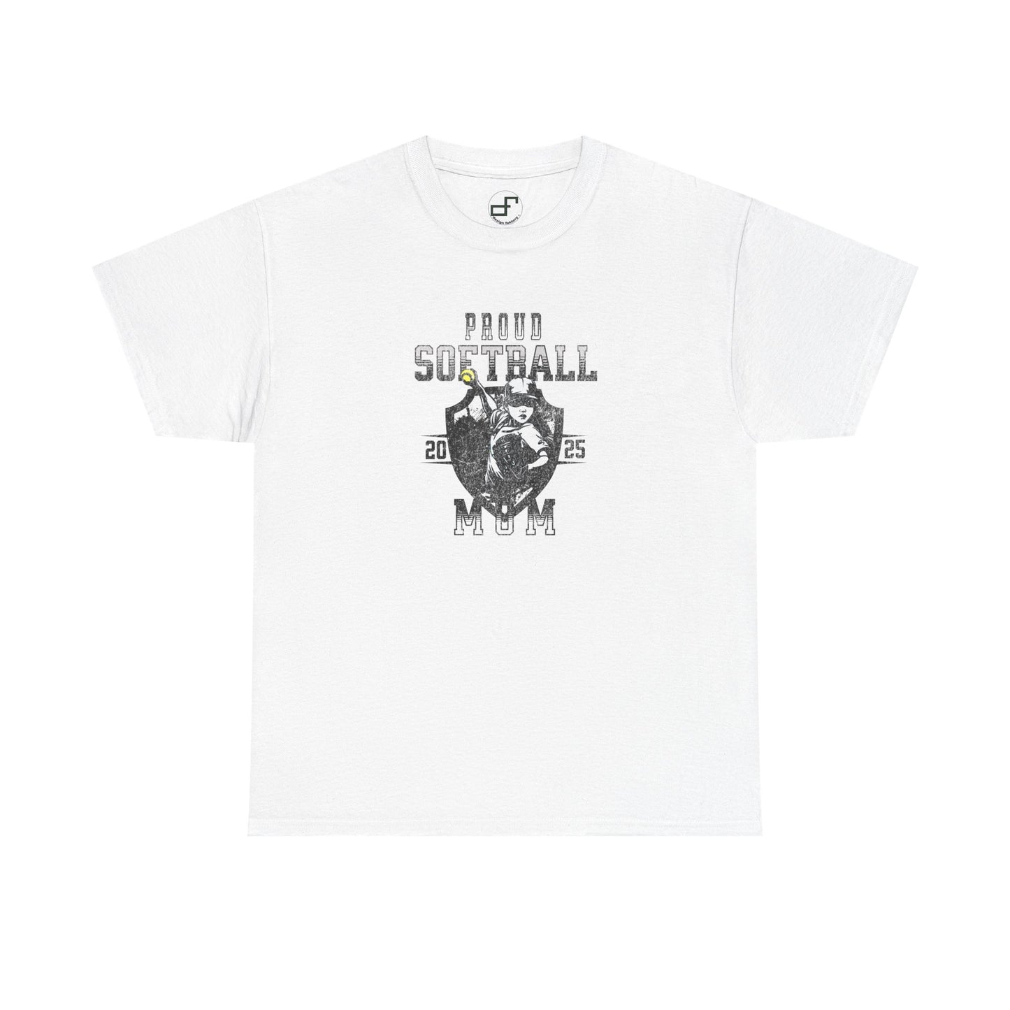 Proud Softball Mom Unisex Tee with Shield Design