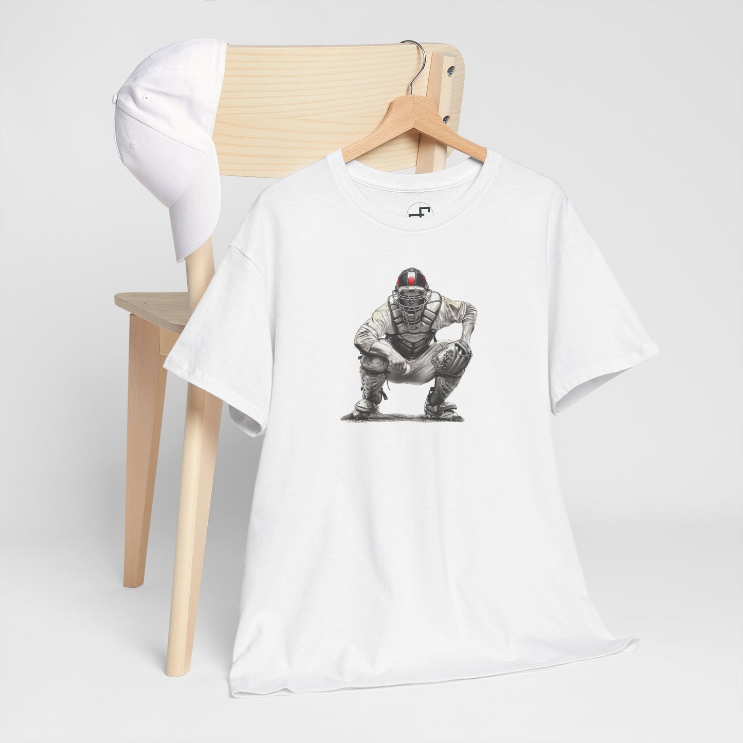 Pencil Drawn Adult Catcher – Hand-Drawn Baseball Art Design