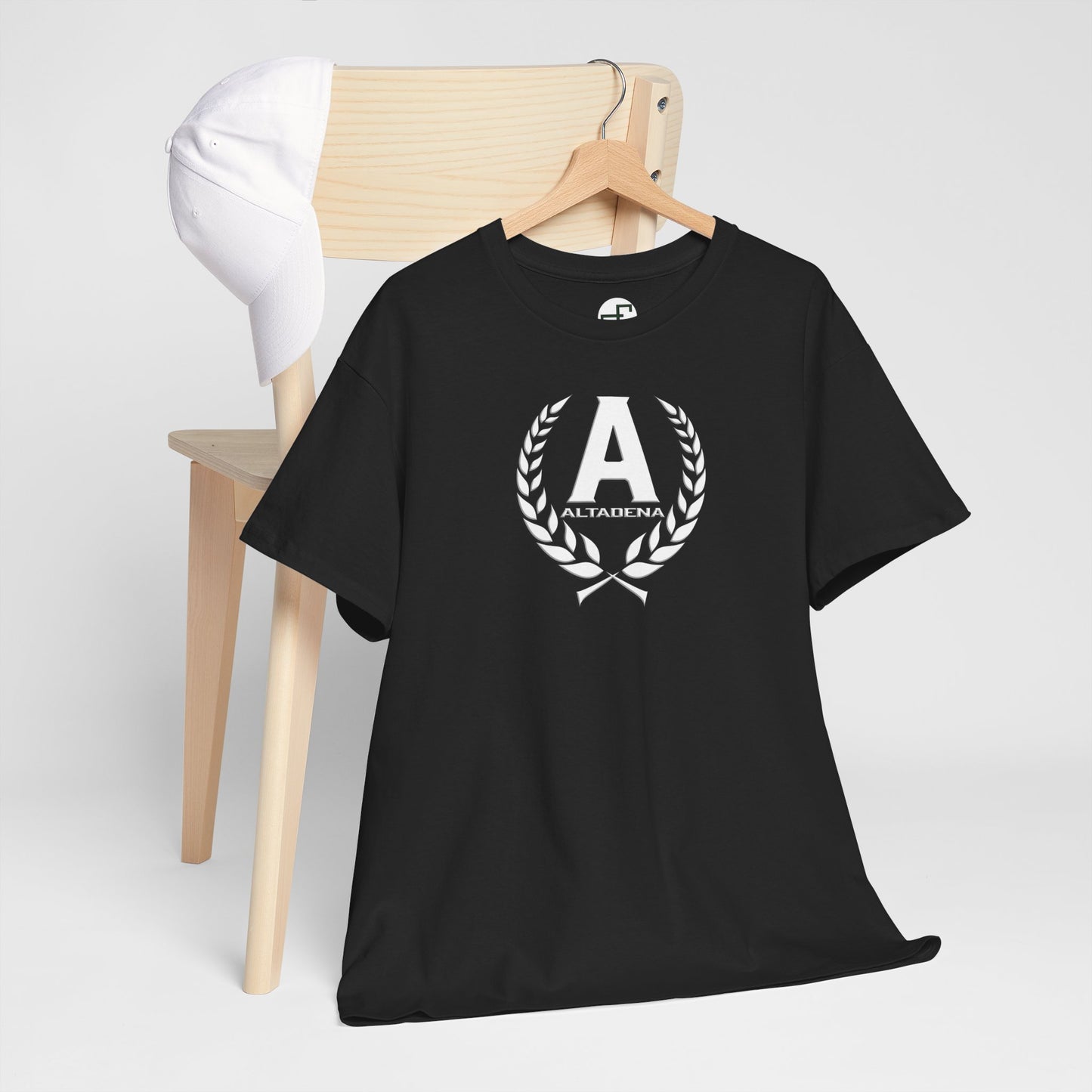Altadena “A” Wreath Emblem Tee – Classic White Design