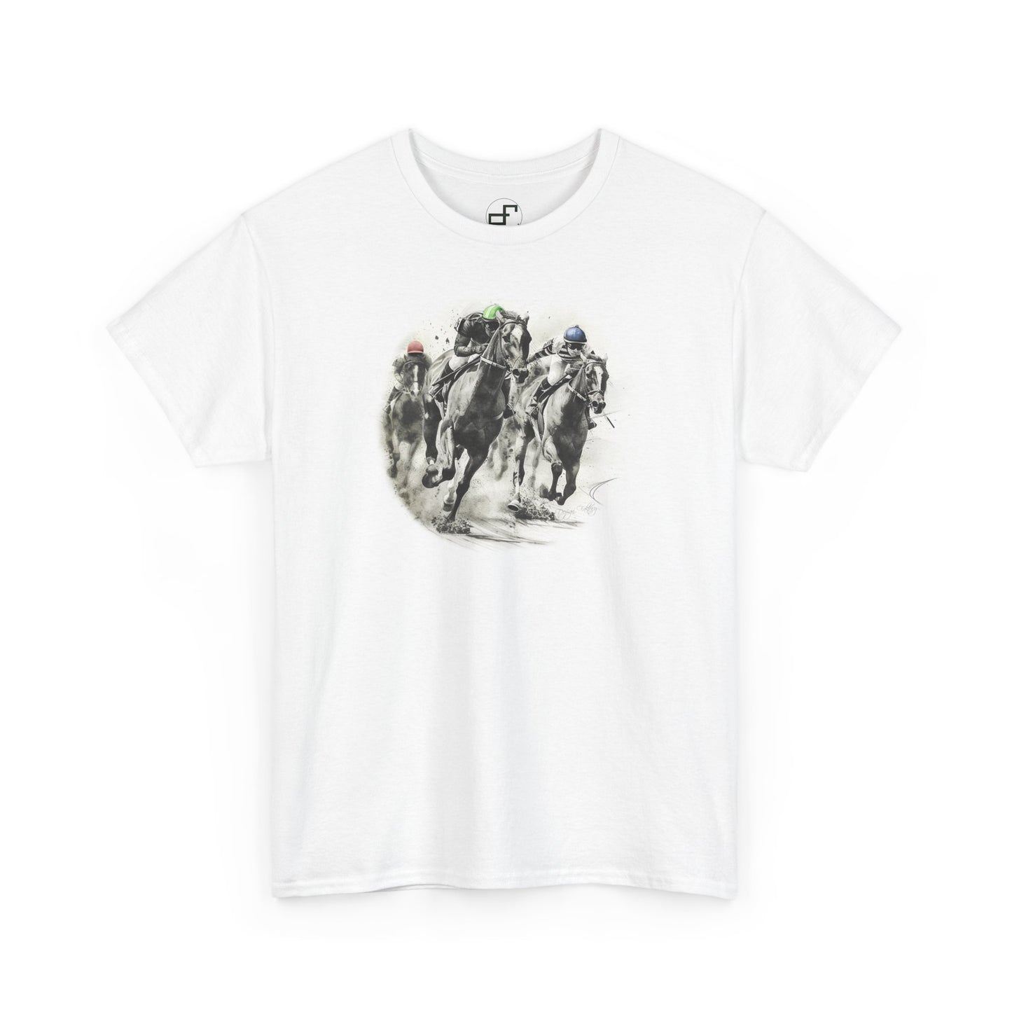 Majestic Sprint Horse Race T-Shirt Unisex Gildan 5000 Tee - Artistic Graphic Shirt, DTG Printed, Soft Cotton - Unique Art Apparel