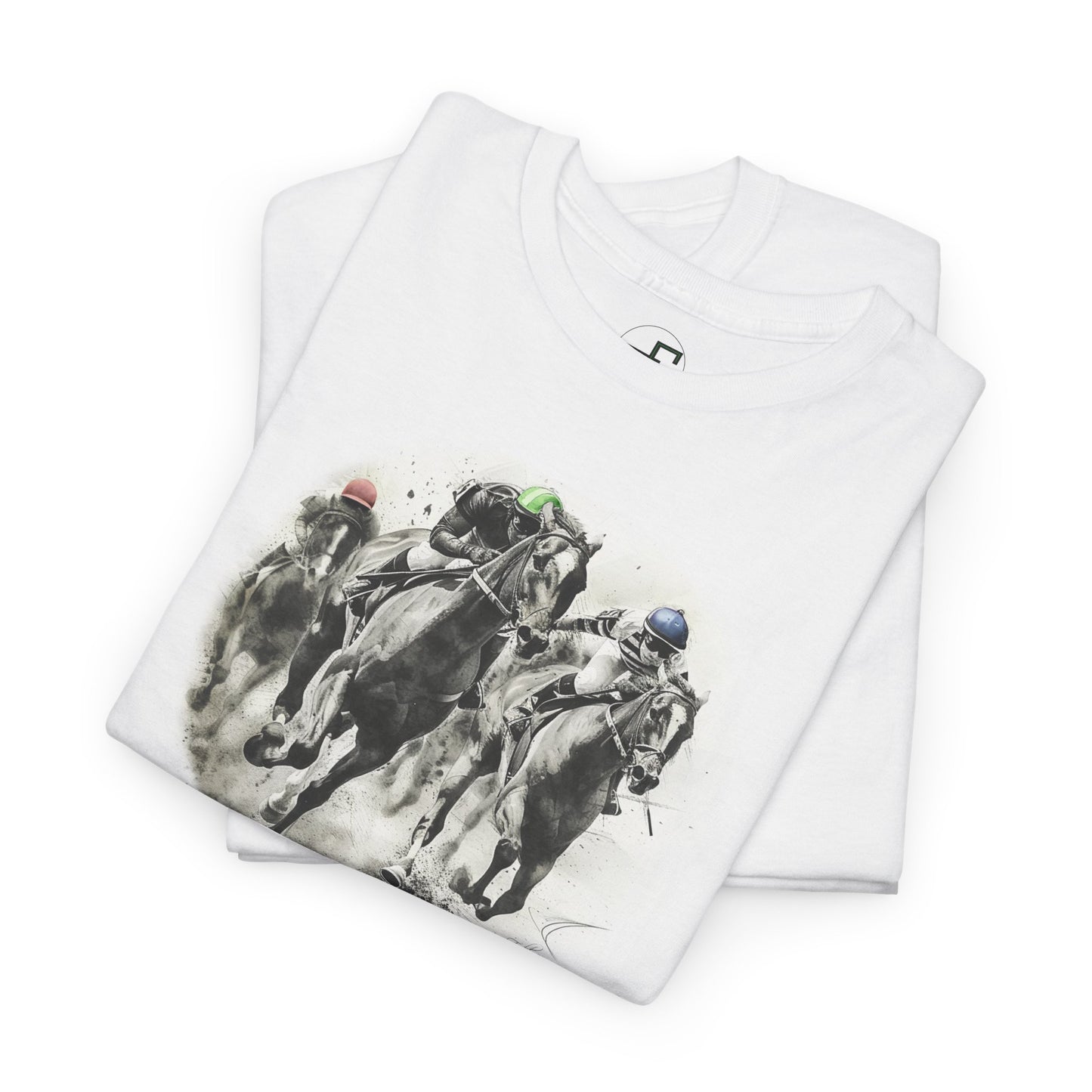 Majestic Sprint Horse Race T-Shirt Unisex Gildan 5000 Tee - Artistic Graphic Shirt, DTG Printed, Soft Cotton - Unique Art Apparel