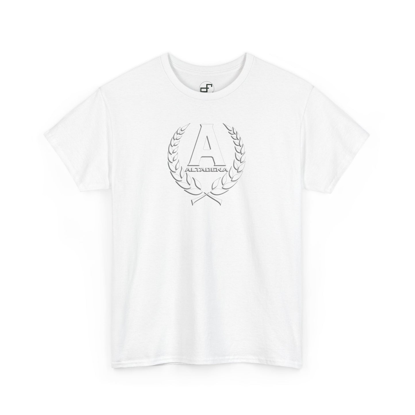 Altadena “A” Wreath Emblem Tee – Classic White Design