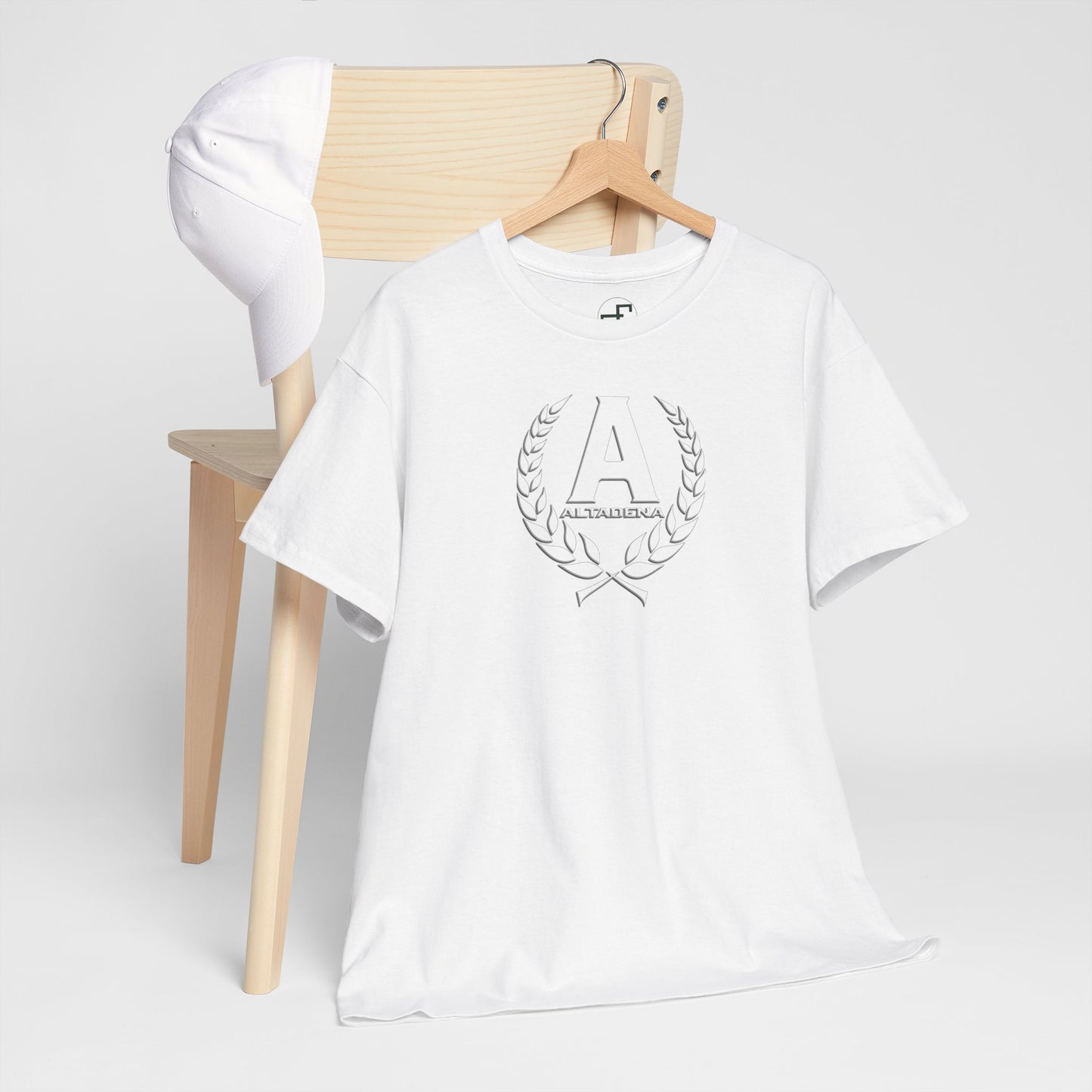 Altadena “A” Wreath Emblem Tee – Classic White Design