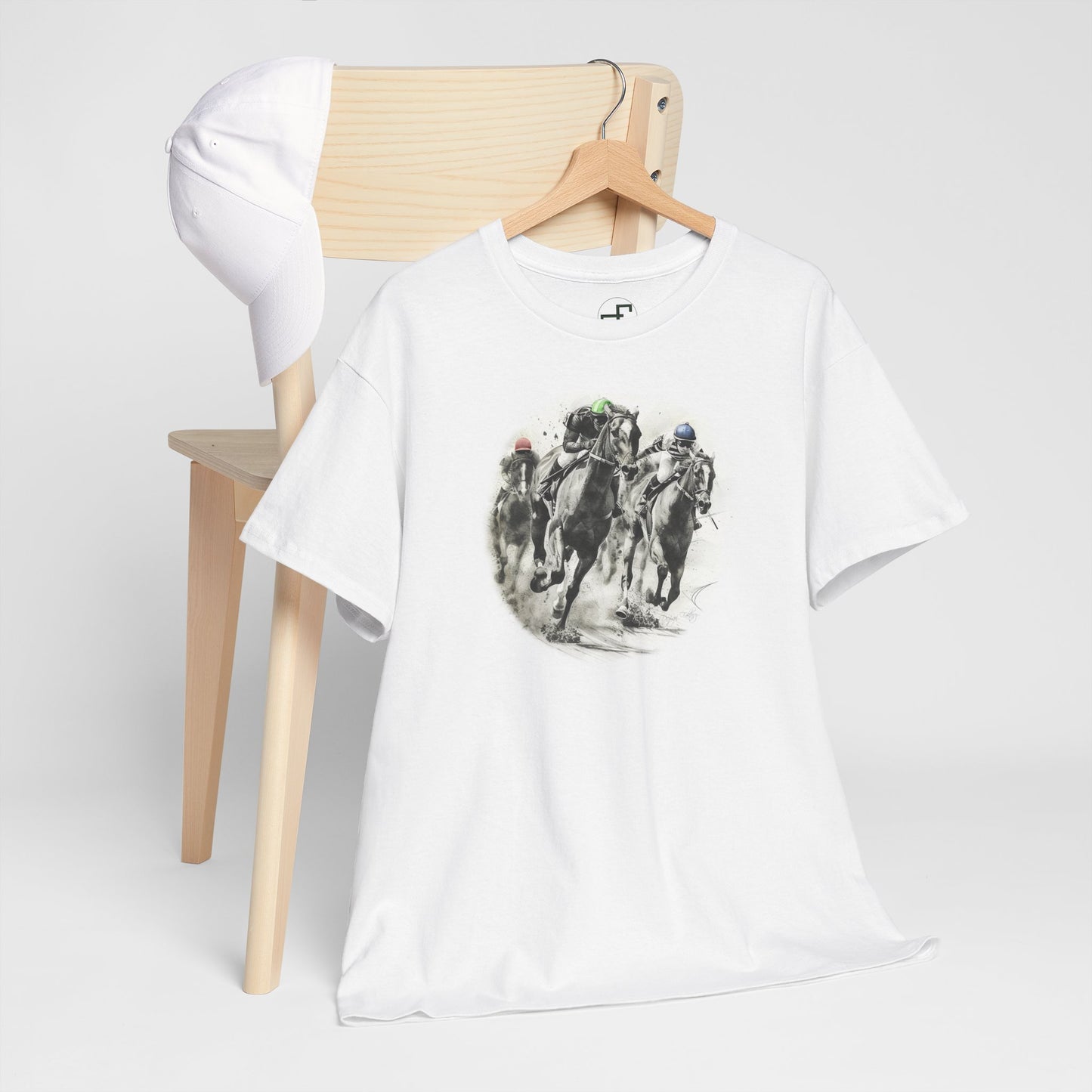 Majestic Sprint Horse Race T-Shirt Unisex Gildan 5000 Tee - Artistic Graphic Shirt, DTG Printed, Soft Cotton - Unique Art Apparel