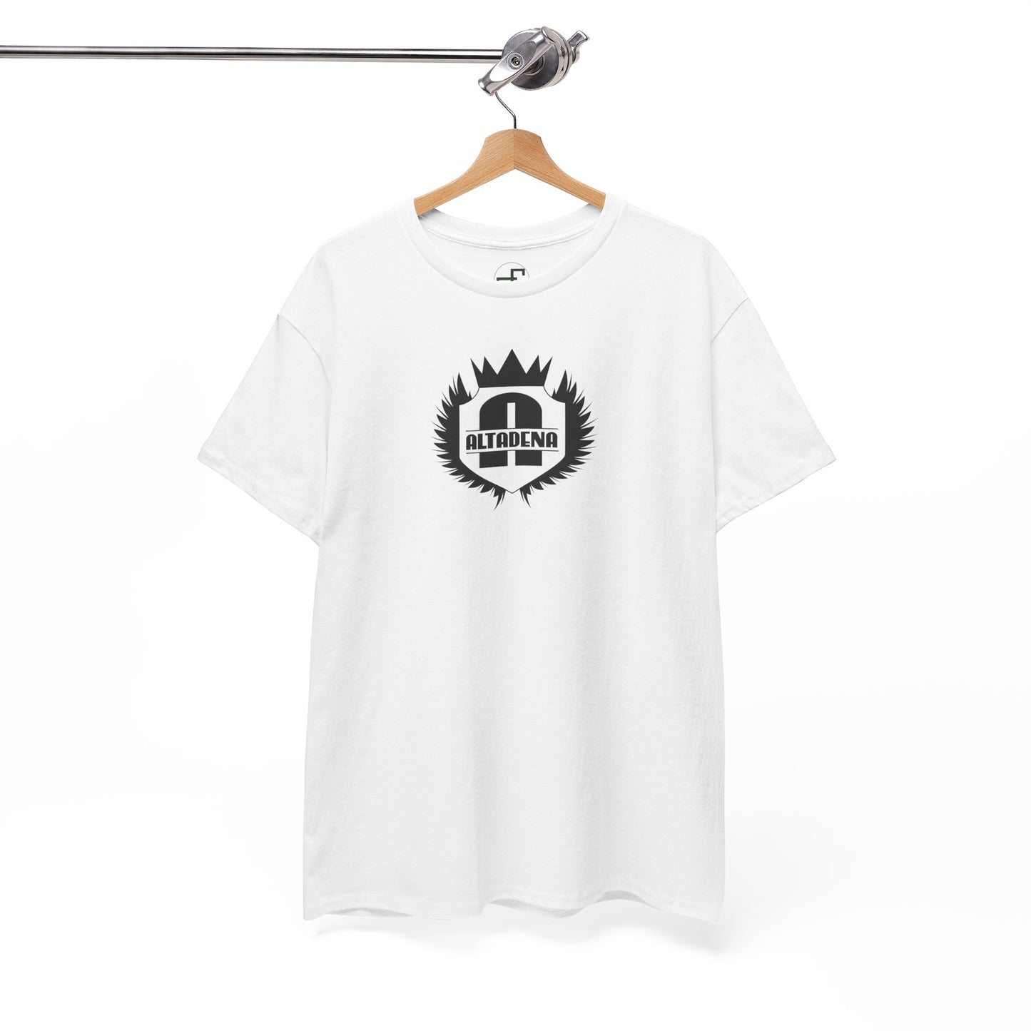 Altadena "A" Crest Tee – Wings & Crown Monogram in Black on White