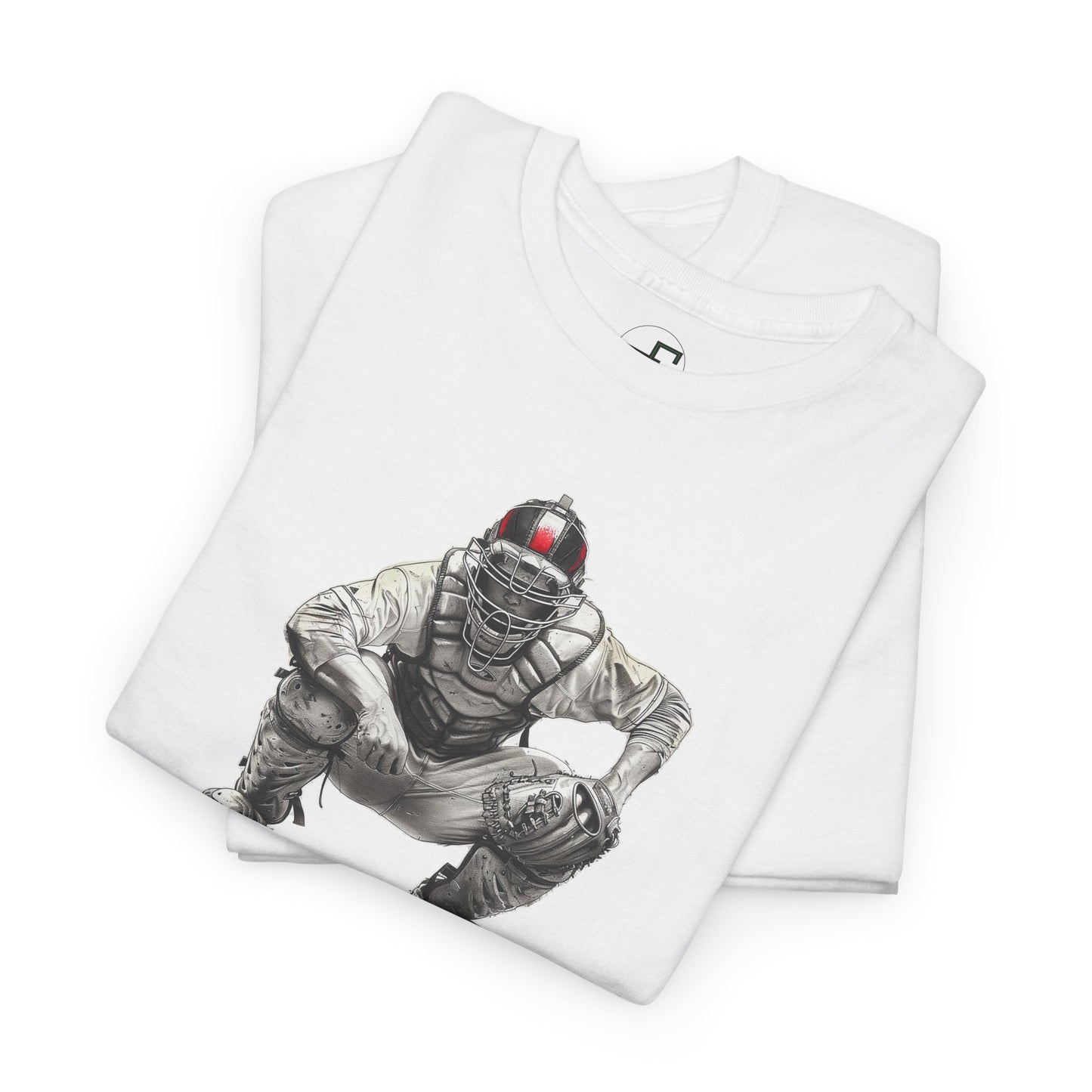 Pencil Drawn Adult Catcher – Hand-Drawn Baseball Art Design