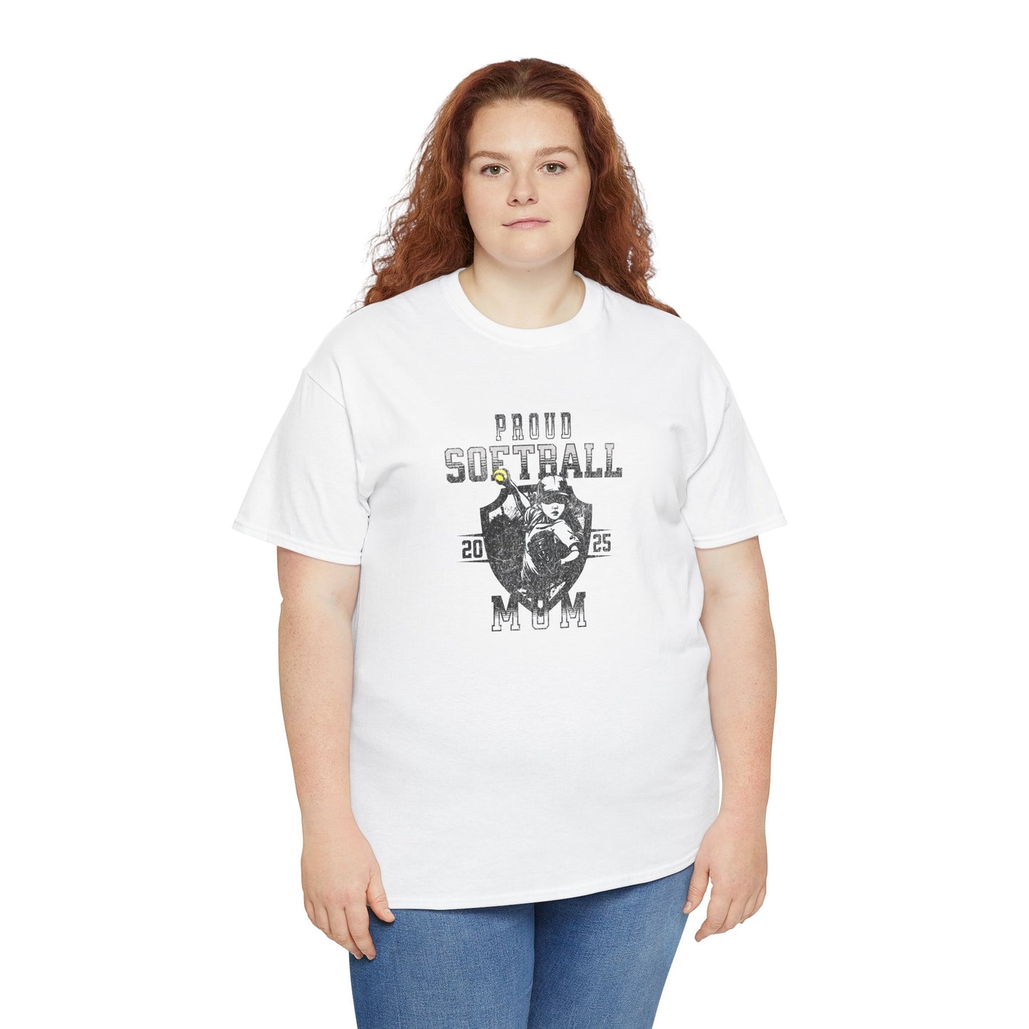 Proud Softball Mom Unisex Tee with Shield Design