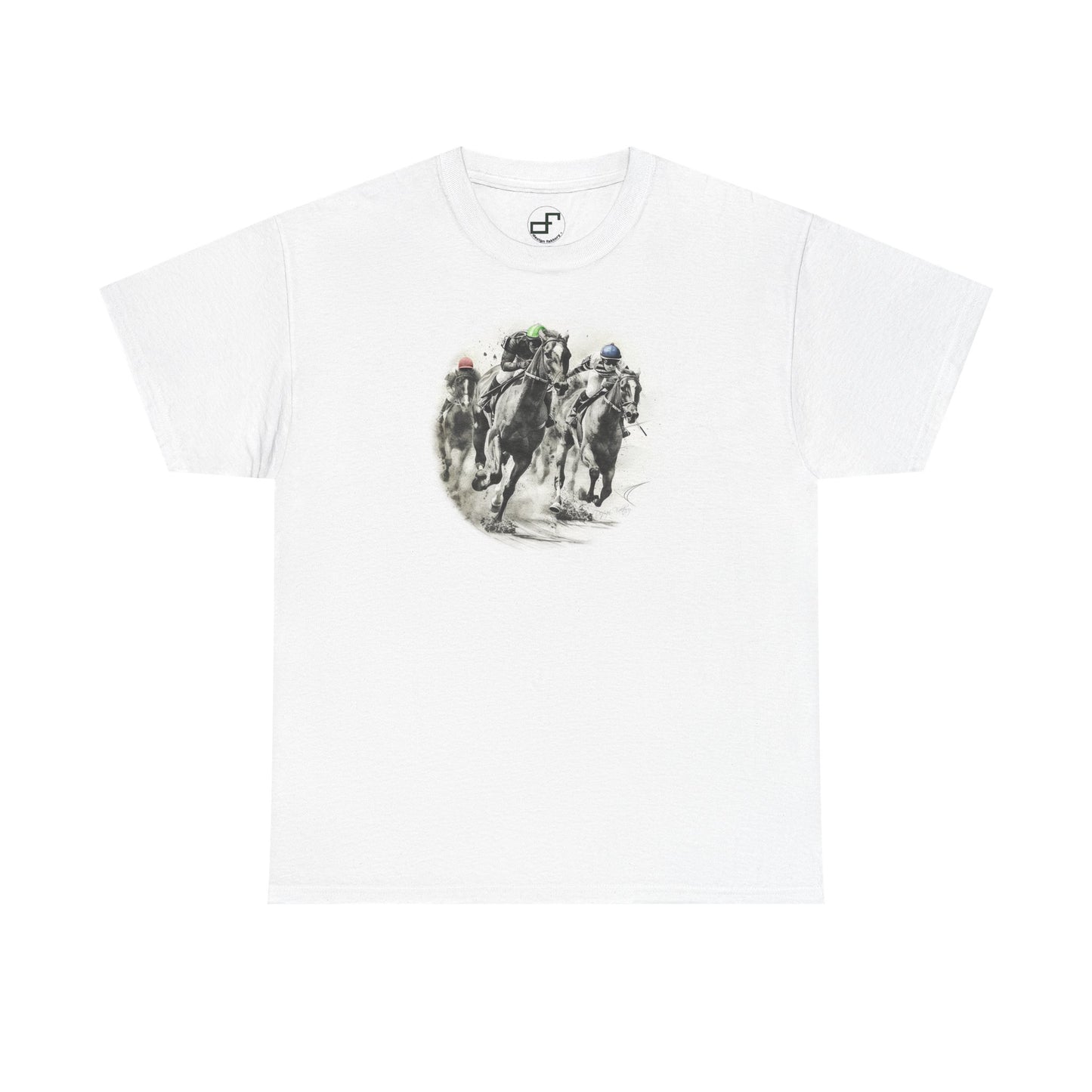 Majestic Sprint Horse Race T-Shirt Unisex Gildan 5000 Tee - Artistic Graphic Shirt, DTG Printed, Soft Cotton - Unique Art Apparel