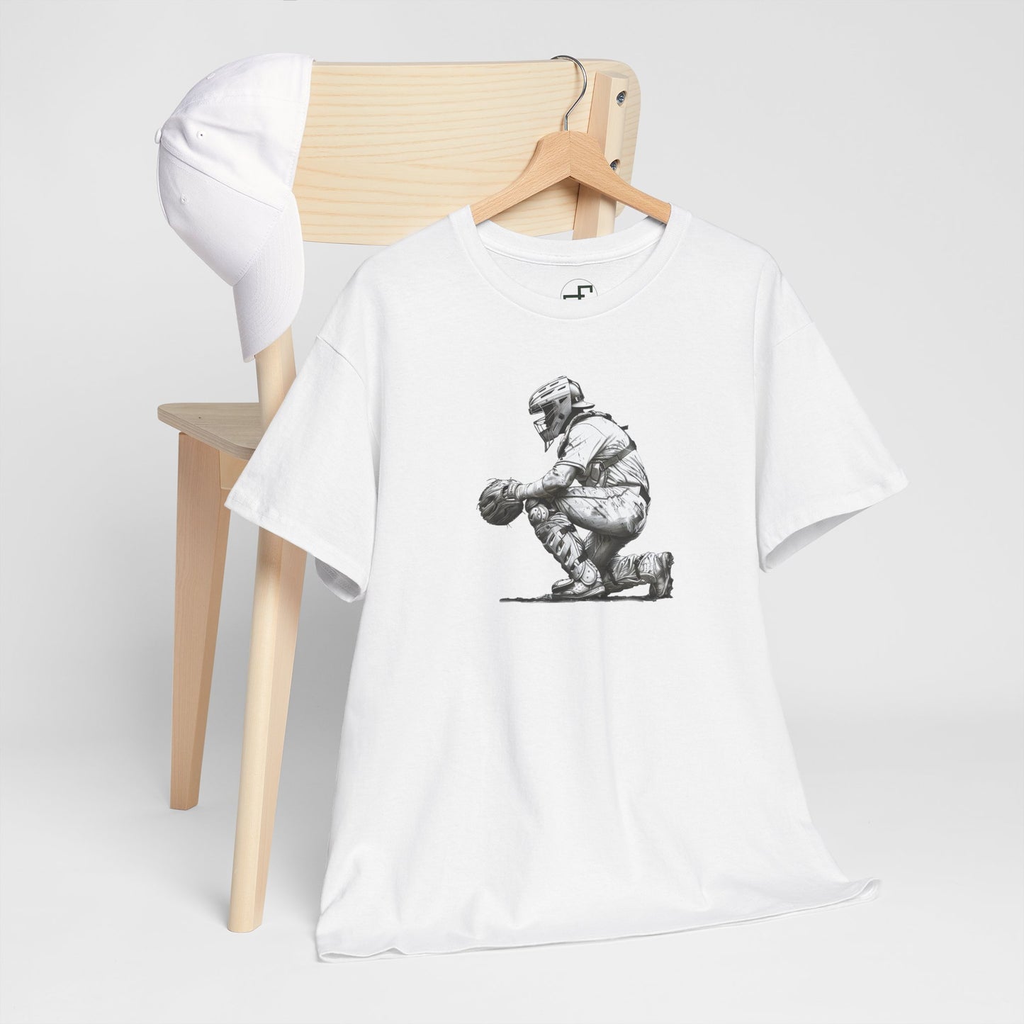 Hand-Drawn Catcher Baseball Art Design
