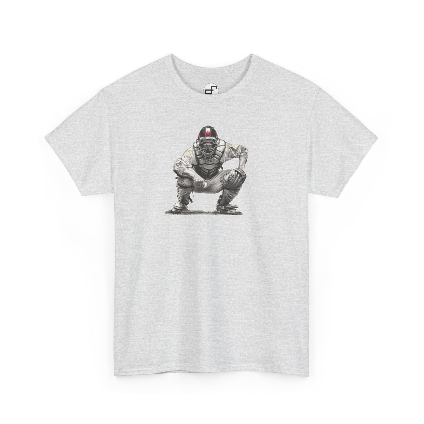 Pencil Drawn Adult Catcher – Hand-Drawn Baseball Art Design
