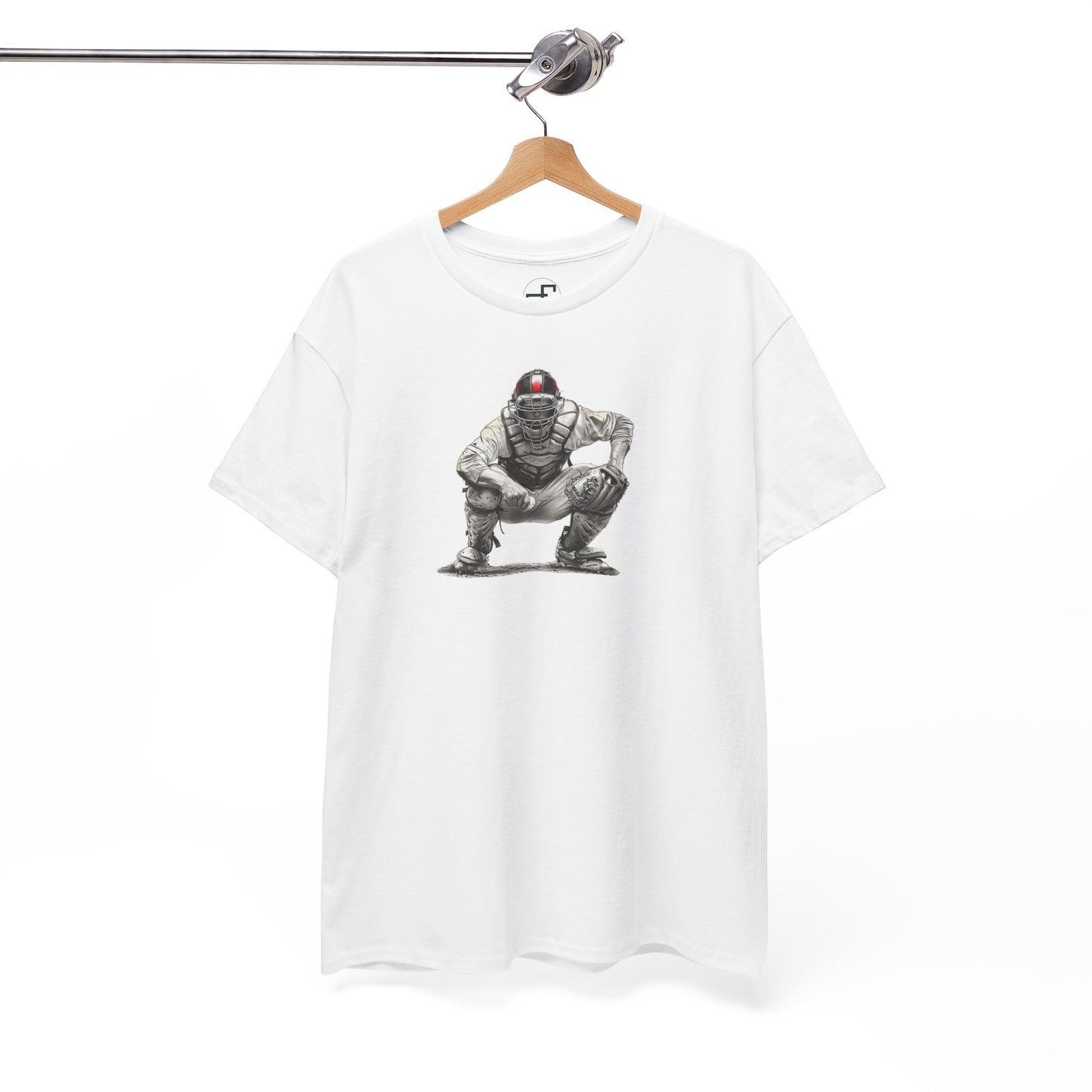Pencil Drawn Adult Catcher – Hand-Drawn Baseball Art Design