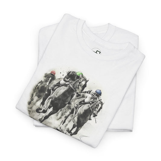 Majestic Sprint Horse Race T-Shirt Unisex Gildan 5000 Tee - Artistic Graphic Shirt, DTG Printed, Soft Cotton - Unique Art Apparel