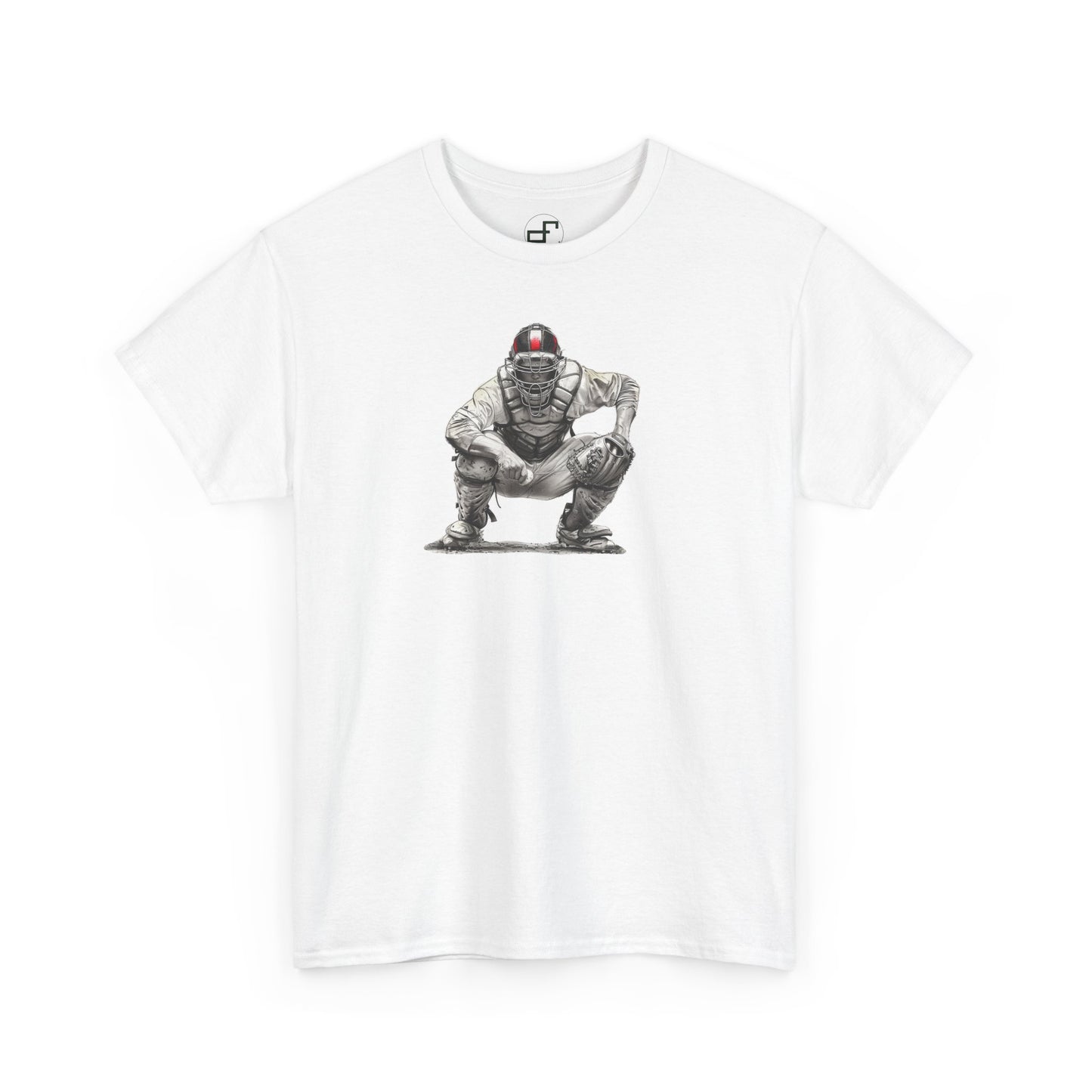 Pencil Drawn Adult Catcher – Hand-Drawn Baseball Art Design