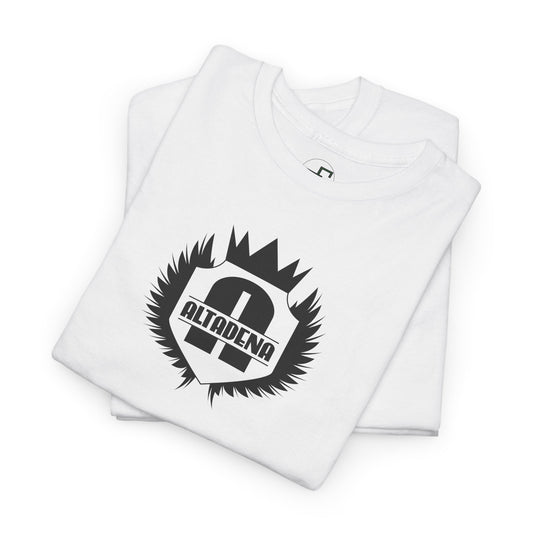 Altadena "A" Crest Tee – Wings & Crown Monogram in Black on White