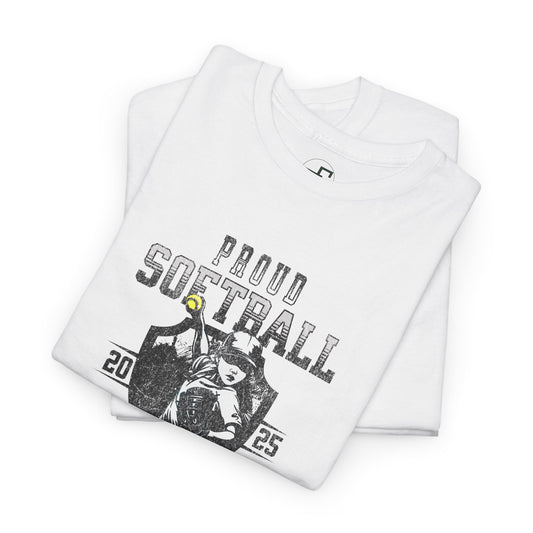 Proud Softball Mom Unisex Tee with Shield Design
